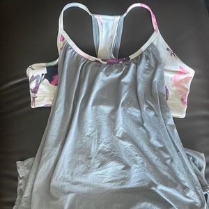 Lululemon Athletic Workout Top - Patterned Bra with Breathy Tank Cover - sz 6